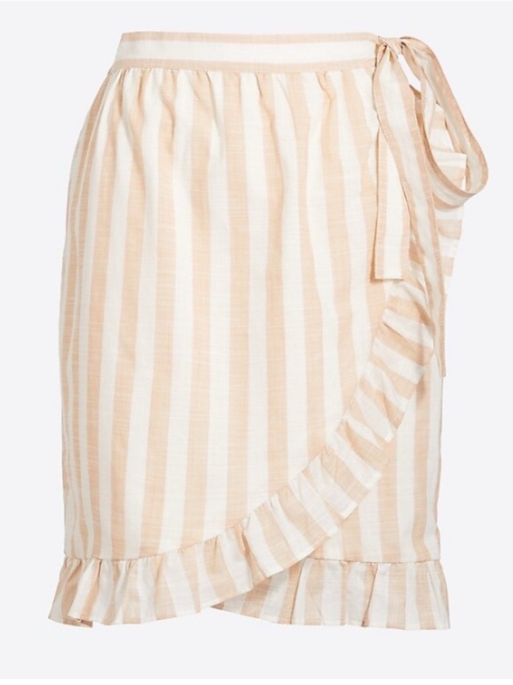 J Crew Striped Beige Wrap Ruffle Skirt